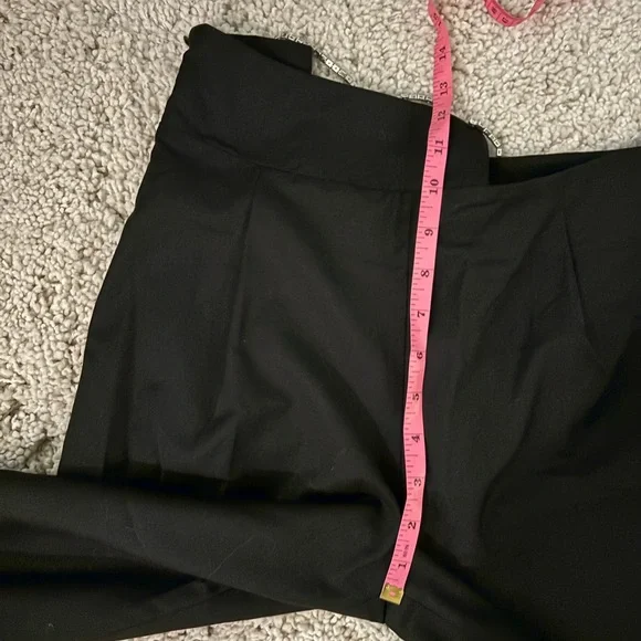 Nana Jacqueline Hallie Black Diamond Chain Wide Leg Black Pants - Picture 10 of 11